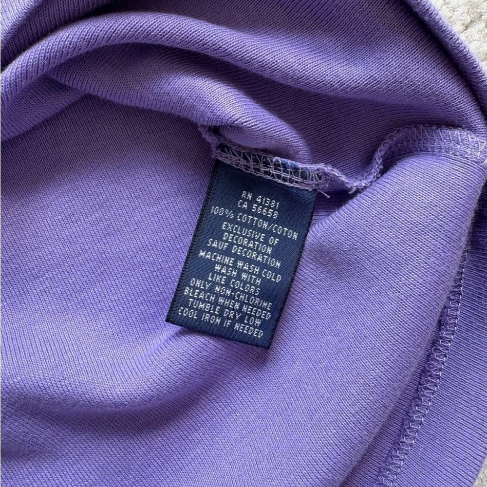 Polo Ralph Lauren Scoop Neck T Shirt Top Womens M Purple Pony Short Slv Spring - Picture 7 of 8